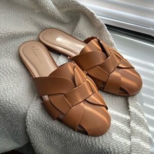 Anthropologie Brown Woven Mules